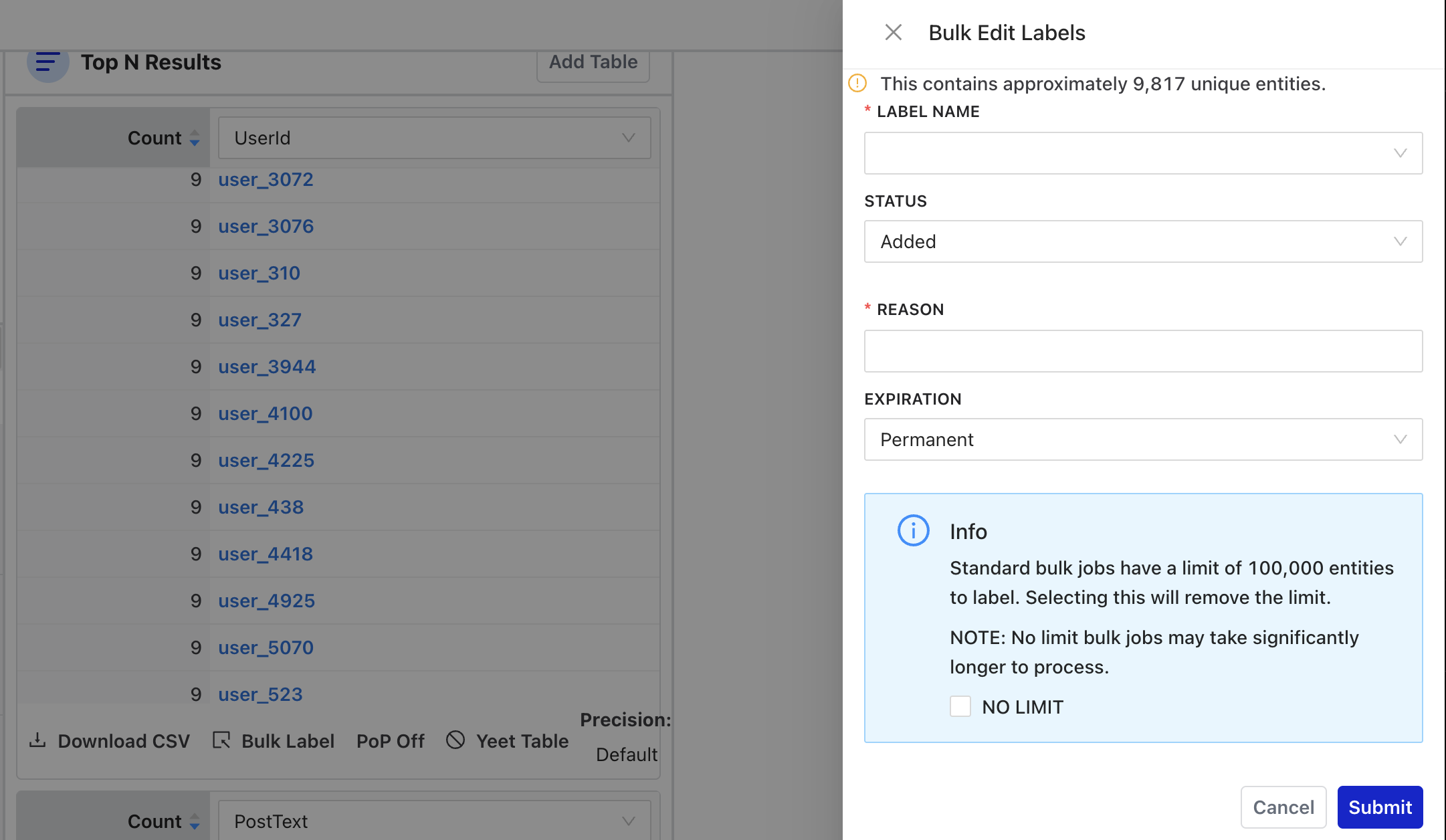 Bulk Label